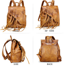 Load image into Gallery viewer, Genuine Leather Tassels Fashion Backpack for Women Vintage Soft Leather Knapsack Purse Satchel Rucksack Daypack Bags

