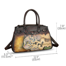 Load image into Gallery viewer, Genuine Leather Satchel for Women Hand Painted Leather Handbag Top Handle Bags Handmade Crossbody Purse Work Tote
