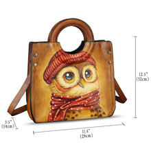 Load image into Gallery viewer, Genuine Leather Tote Bag for Women Hand Painted Leather Shoulder Handbag Handmade Purse Crossbody Work Tote Casual Purse
