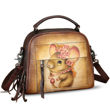 Load image into Gallery viewer, Genuine Leather Satchel for Women Hand Painted Leather Top Handle Handbag Handmade Crossbody Purse
