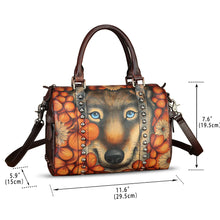 Load image into Gallery viewer, Genuine Leather Satchel for Women Hand Painted Leather Handbag Top Handle Bags Handmade Purse Crossbody Tote Bag
