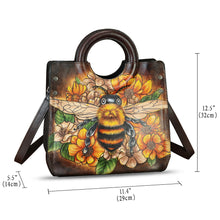 Load image into Gallery viewer, Genuine Leather Tote Bag for Women Hand Painted Leather Shoulder Handbag Handmade Purse Crossbody Work Tote Casual Purse
