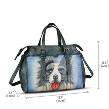 Load image into Gallery viewer, Genuine Leather Satchel for Women Hand Painted Pattern Handbag Top Handle Bags Handmade Crossbody Purse Work Tote
