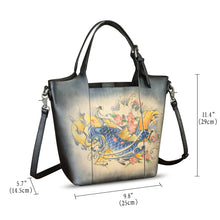 Load image into Gallery viewer, Genuine Leather Handbag Satchel for Women Hand Painted Leather Handmade Work Tote Casual Shoulder Purse Bag
