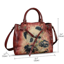 Load image into Gallery viewer, Genuine Leather Handbag Satchel for Women Hand Painted Handmade Crossbody Work Tote Bag Casual Shoulder Purses
