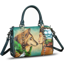 Load image into Gallery viewer, Genuine Leather Satchel for Women Hand Painted Leather Handbag Top Handle Bags Handmade Purse Crossbody Tote Bag
