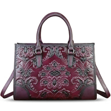 Load image into Gallery viewer, Genuine Leather Satchel for Women Purse Embossed Top Handle Handbag Handmade Crossbody Tote Shoulder Bags
