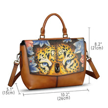 Load image into Gallery viewer, Genuine Leather Satchel for Women Hand Painted Handbag Top Handle Bags Handmade Purse Crossbody Tote Bag Purse
