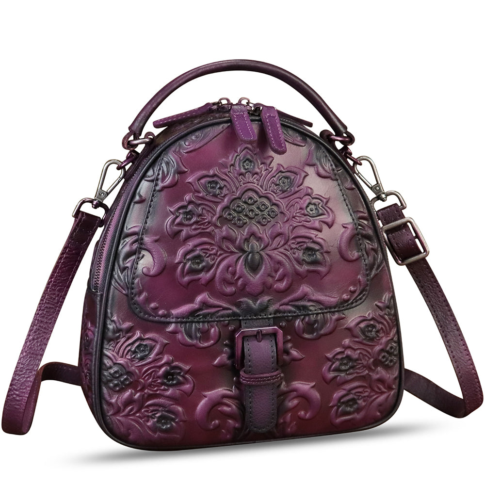 Genuine Leather Backpack for Women Crossbody Shoulder Bag Vintage Rucksack Fashion Knapsack Purse Daypack Bag