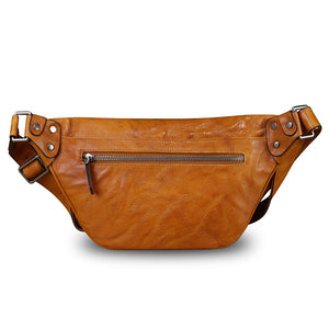 Genuine Leather Fanny Pack for Women and Men Vintage Real Leather Sling Bag Crossbody Bag Fashion Waist Bag Chest Purse