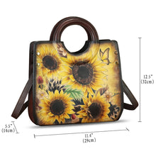 Load image into Gallery viewer, Genuine Leather Tote Bag for Women Hand Painted Leather Shoulder Handbag Handmade Purse Crossbody Work Tote Casual Purse
