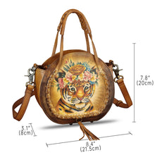 Load image into Gallery viewer, Genuine Leather Handbag for Women Purse Hand Painted Pattern Top Handle Satchel Handmade Crossbody Pouch
