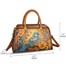 Load image into Gallery viewer, Genuine Leather Satchel for Women Hand Painted Handbag Purse Top Handle Bags Handmade Purse Crossbody Tote Bag
