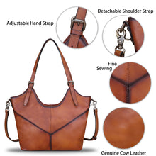 Load image into Gallery viewer, Genuine Leather Handbags for Women Purses Retro Satchel Vintage Handmade Shoulder Bag Cowhide Top Handle Handbag Totes
