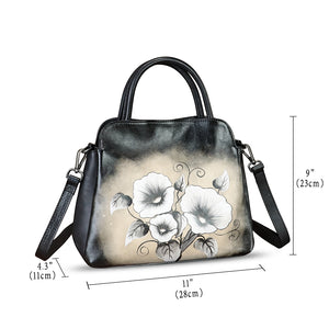 Genuine Leather Handbag for Women Hand Painted Leather Top Handle Satchel Handmade Crossbody Purse