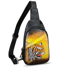 Load image into Gallery viewer, Genuine Leather Sling Bag Hand Painted Crossbody Backpack Retro Handmade Chest Shoulder Daypack Fanny Pack Purse
