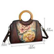 Load image into Gallery viewer, Genuine Leather Tote Bag for Women Hand Painted Shoulder Handbag Handmade Purse Crossbody Work Tote Casual Purse
