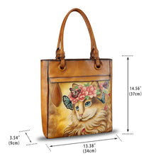 Load image into Gallery viewer, Genuine Leather Shoulder Bag for Women Hand Painted Leather Handbag Handmade Work Tote Bag Casual Hand Purse
