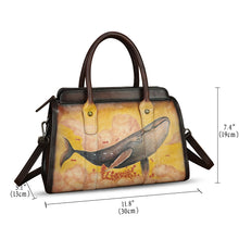 Load image into Gallery viewer, Genuine Leather Satchel for Women Hand Painted Handbag Purse Top Handle Bags Handmade Purse Crossbody Tote Bag
