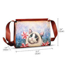 Load image into Gallery viewer, Genuine Leather Crossbody Bag for Women Hand Painted Leather Handmade Crossbody Satchel Handbag Hand Drawn Purse
