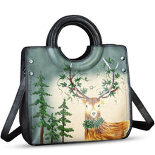 Load image into Gallery viewer, Genuine Leather Tote Bag for Women Hand Painted Leather Shoulder Handbag Handmade Purse Crossbody Work Tote Casual Purse
