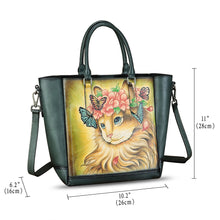 Load image into Gallery viewer, Genuine Leather Handbag for Women Hand Painted Leather Top Handle Satchel Handmade Crossbody Purse Tote Bag
