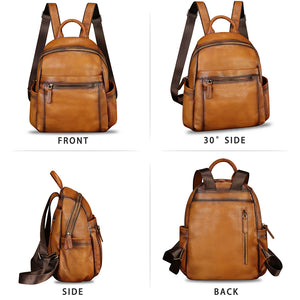 Genuine Leather Fashion Backpack for Women Vintage Satchel Soft Real Leather Knapsack Purse Rucksack Daypack Bag