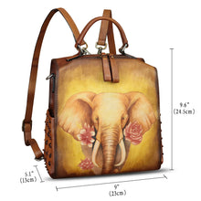 Load image into Gallery viewer, Genuine Leather Satchel for Women Hand Painted Purse Crossbody Handbag Top Handle Bags Handmade Convertible Backpack
