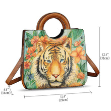 Load image into Gallery viewer, Genuine Leather Tote Bag for Women Hand Painted Leather Shoulder Handbag Handmade Purse Crossbody Work Tote Casual Purse
