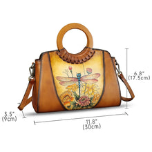 Load image into Gallery viewer, Genuine Leather Tote Bag for Women Hand Painted Shoulder Handbag Handmade Purse Crossbody Work Tote Casual Purse
