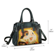 Load image into Gallery viewer, Genuine Leather Handbag for Women Hand Painted Leather Top Handle Purse Handmade Crossbody Satchel Tote Bag
