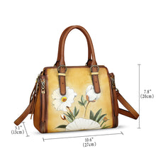 Load image into Gallery viewer, Genuine Leather Handbag for Women Hand Painted Leather Top Handle Purse Handmade Crossbody Satchel Tote Bag
