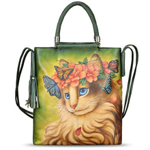 Load image into Gallery viewer, Genuine Leather Handbag for Women Hand Painted Leather Top Handle Bag Handmade Crossbody Purse Work Tote Bag
