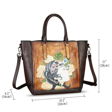 Load image into Gallery viewer, Genuine Leather Handbag for Women Hand Painted Leather Top Handle Satchel Handmade Crossbody Purse Tote Bag
