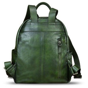 Genuine Leather Backpack for Women Hand Painted Knapsack Purse Handmade Rucksack Casual Daypack