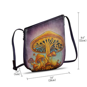 Genuine Leather Crossbody Bag for Women Hand Painted Leather Handmade Crossbody Satchel Purse Handbag