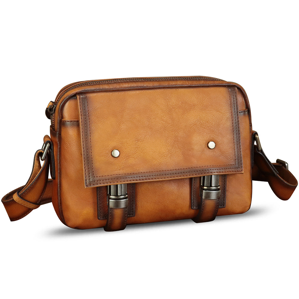 Genuine Leather Shoulder Bag Crossbody Bag for Men Vintage Real Leather Satchel for Men Messenger Bag for Work Travel