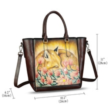 Load image into Gallery viewer, Genuine Leather Handbag for Women Hand Painted Leather Top Handle Satchel Handmade Crossbody Purse Tote Bag
