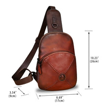 Load image into Gallery viewer, Genuine Leather Silng Bag for Women Small Vintage Leather Sling Backpack Fashion Shoulder Crossbody Bag Chest Purse
