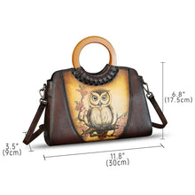 Load image into Gallery viewer, Genuine Leather Tote Bag for Women Hand Painted Shoulder Handbag Handmade Purse Crossbody Work Tote Casual Purse
