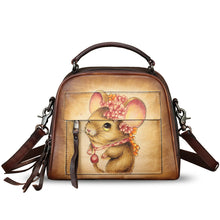 Load image into Gallery viewer, Genuine Leather Satchel for Women Hand Painted Leather Top Handle Handbag Handmade Crossbody Purse
