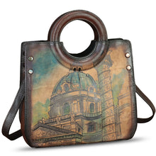 Load image into Gallery viewer, Genuine Leather Tote Bag for Women Hand Painted Leather Shoulder Handbag Handmade Purse Crossbody Work Tote Casual Purse
