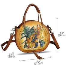 Load image into Gallery viewer, Genuine Leather Handbag for Women Purse Hand Painted Pattern Top Handle Satchel Handmade Crossbody Pouch
