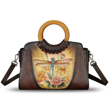 Load image into Gallery viewer, Genuine Leather Tote Bag for Women Hand Painted Shoulder Handbag Handmade Purse Crossbody Work Tote Casual Purse
