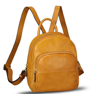 Genuine Leather Backpack Purse for Women Vintage Casual Daypack Handmade Retro Leather Rucksack Knapsack