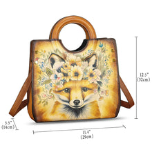 Load image into Gallery viewer, Genuine Leather Tote Bag for Women Hand Painted Leather Shoulder Handbag Handmade Purse Crossbody Work Tote Casual Purse
