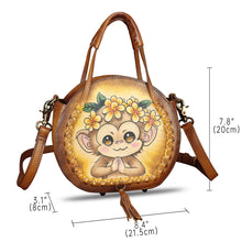 Load image into Gallery viewer, Genuine Leather Handbag for Women Purse Hand Painted Pattern Top Handle Satchel Handmade Crossbody Pouch
