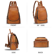 Load image into Gallery viewer, Genuine Leather Backpack for Women Vintage Real Leather Rucksack Fashion Shoulder Knapsack Purse Daypack Bag
