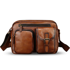 Genuine Leather Purse and Messenger Bag for Men Vintage Leather Shoulder Bag Briefcase Crossbody Satchel Bags with Strap