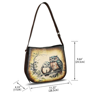 Genuine Leather Shoulder Bag for Women Hand Painted Handbag Handmade Purse Crossbody Sling Purse Casual Daypack